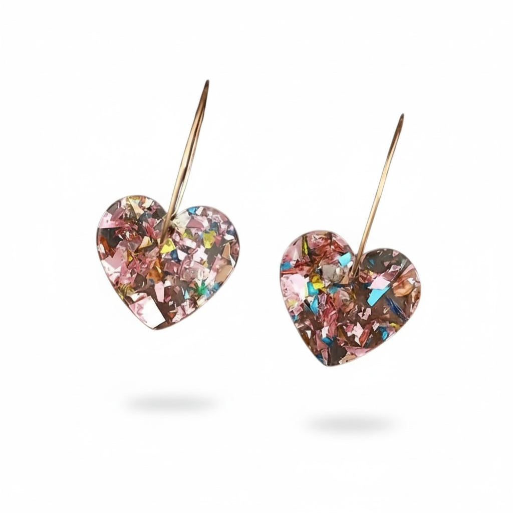 Confetti Heart Pendant Earrings