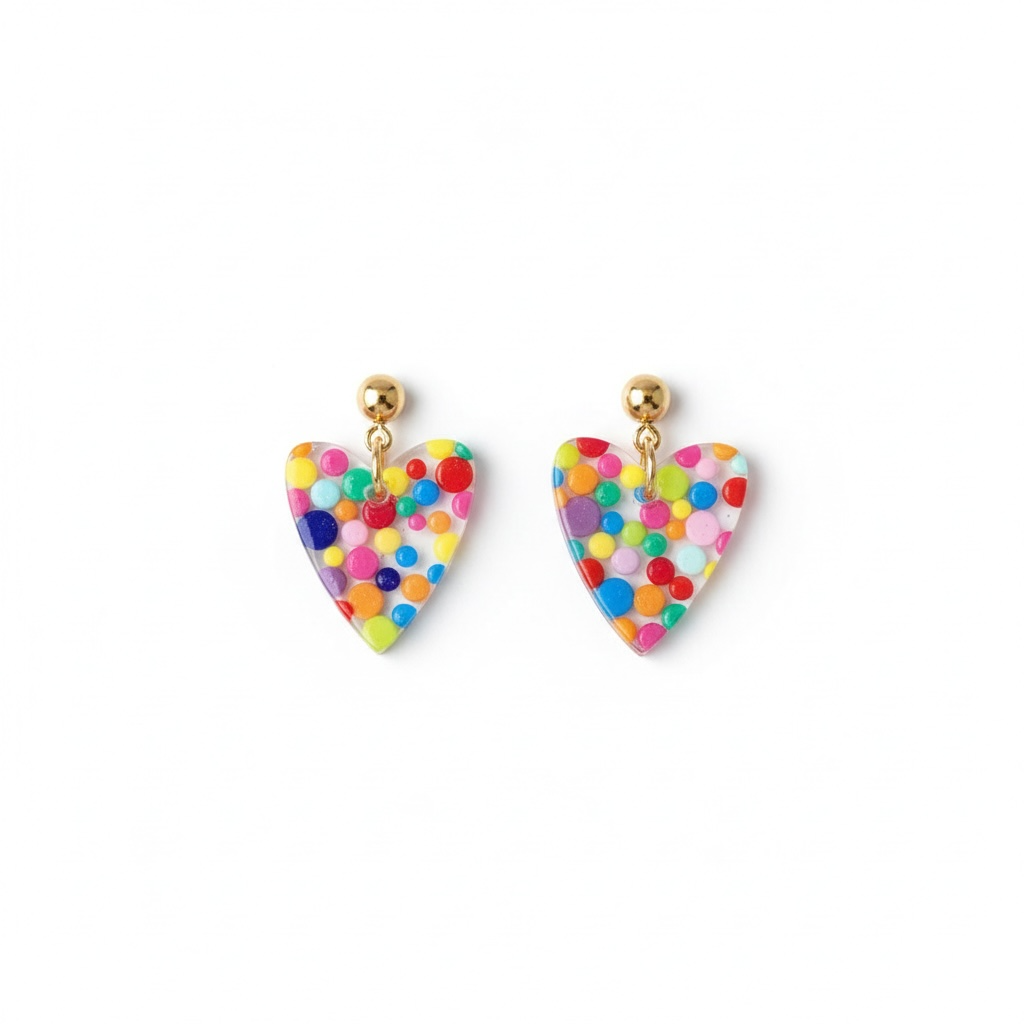 Dottie Resin Heart Pendant Earring