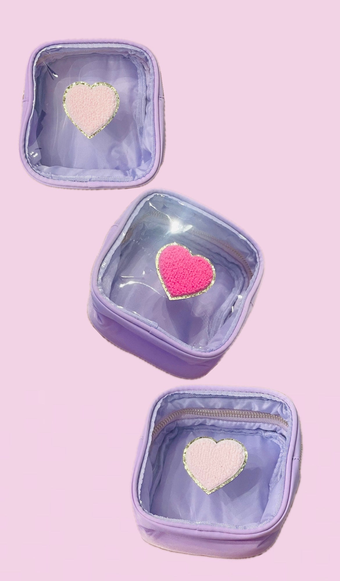 Small Heart Cosmetic Cube - Light Pink