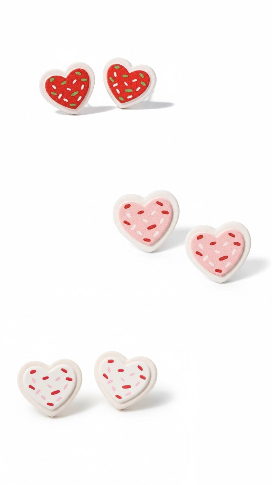 Polymer Clay Carved Cookie Heart Stud Earrings