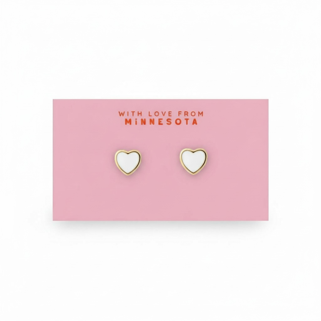 Gold Plated Epoxy Heart Post Earrings