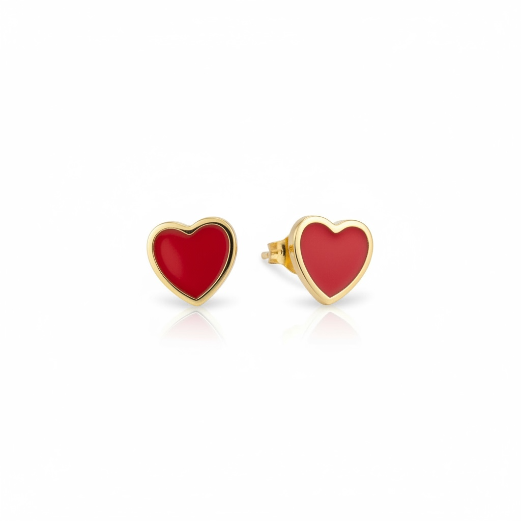 Gold Plated Epoxy Heart Post Earrings
