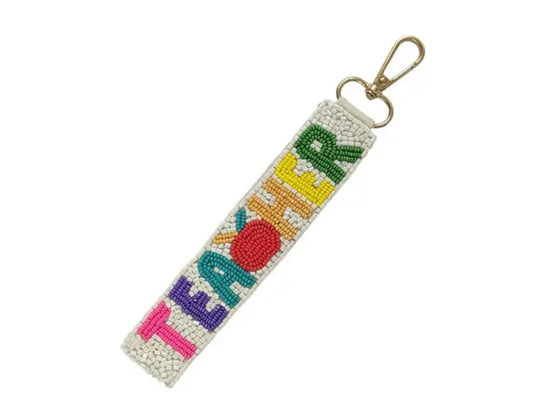 Teacher Beaded Wristlet Keychain