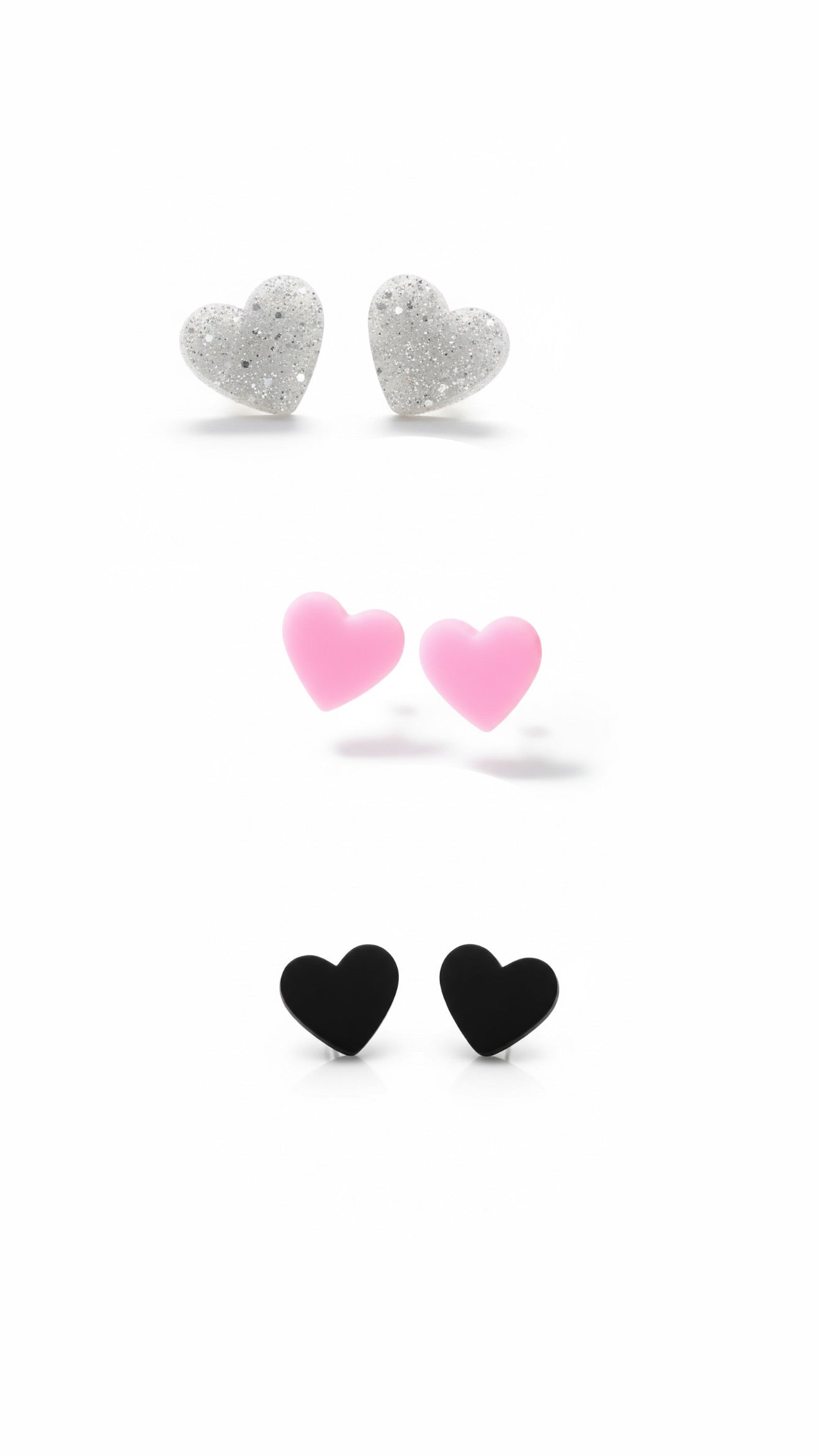 Minimalist Glitter Acrylic Heart Stud Earrings