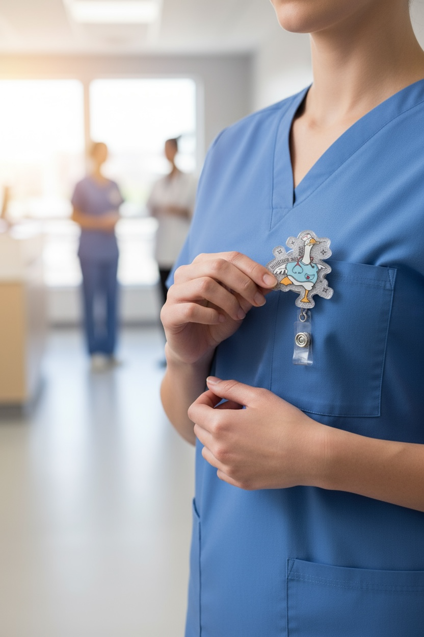 Registered Silly Goose Glitter Acrylic Badge Reel