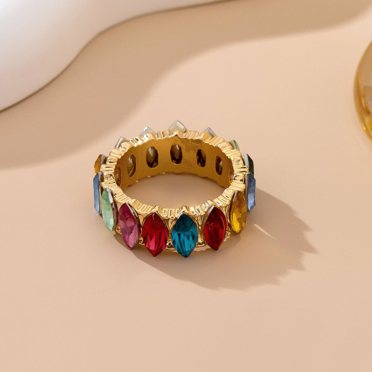 Rainbow Marquise Gem Eternity Band Ring | 80R224: Gold