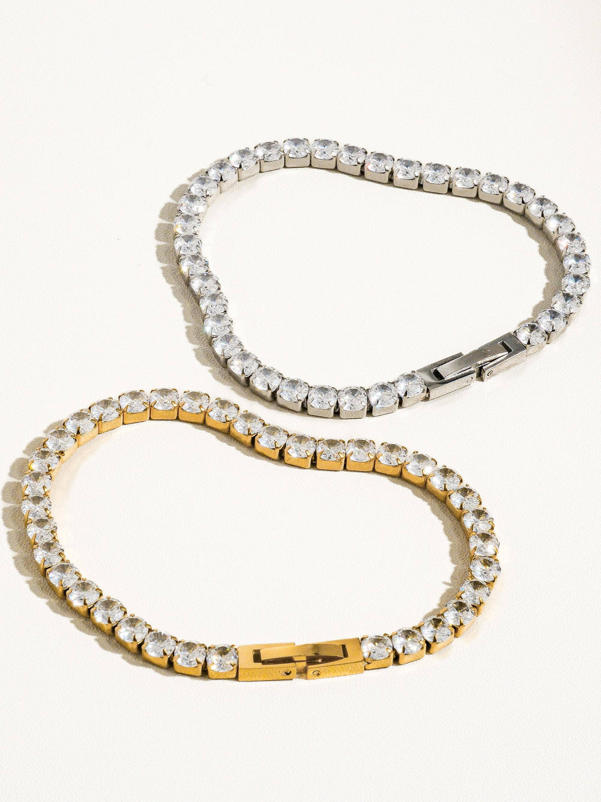 René Non-Tarnish Rhinestone Dressy Bracelet: Yellow Gold