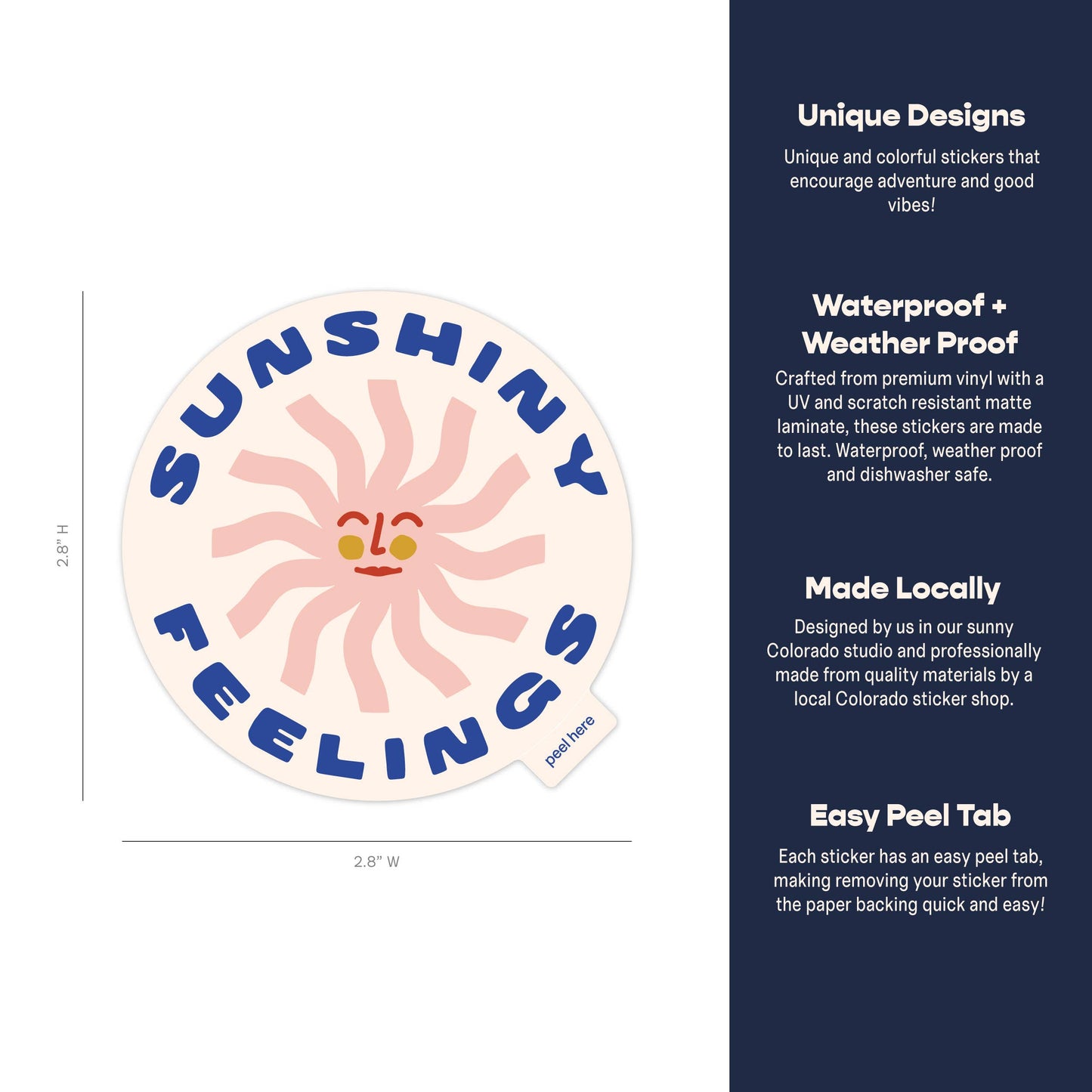 Sunshiny Feelings Sticker | Vinyl Sticker | Pink: Sticker Only
