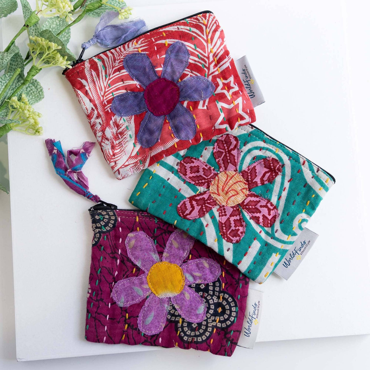 Kantha Flower Coin Purse