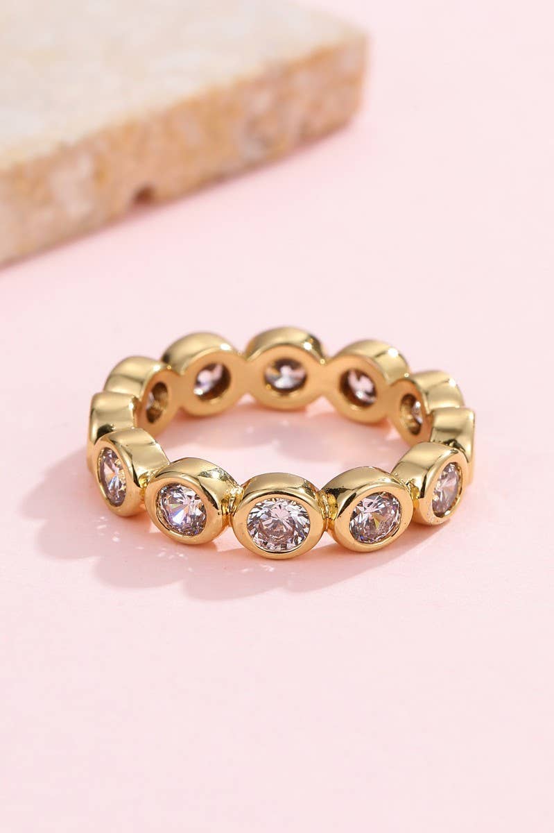 Gold Rhinestone Multi-Shape Eternity Stack Rings | 40R142: HEART