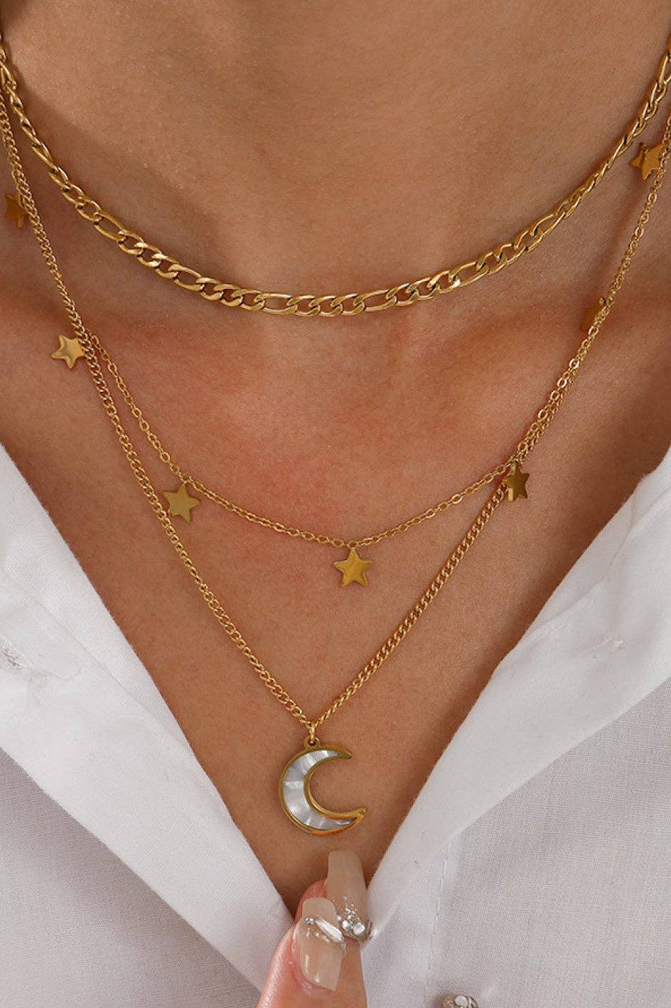 18K Gold Plated Waterproof Stainless Steel Chain Necklace - 6869: S0OX3T6869