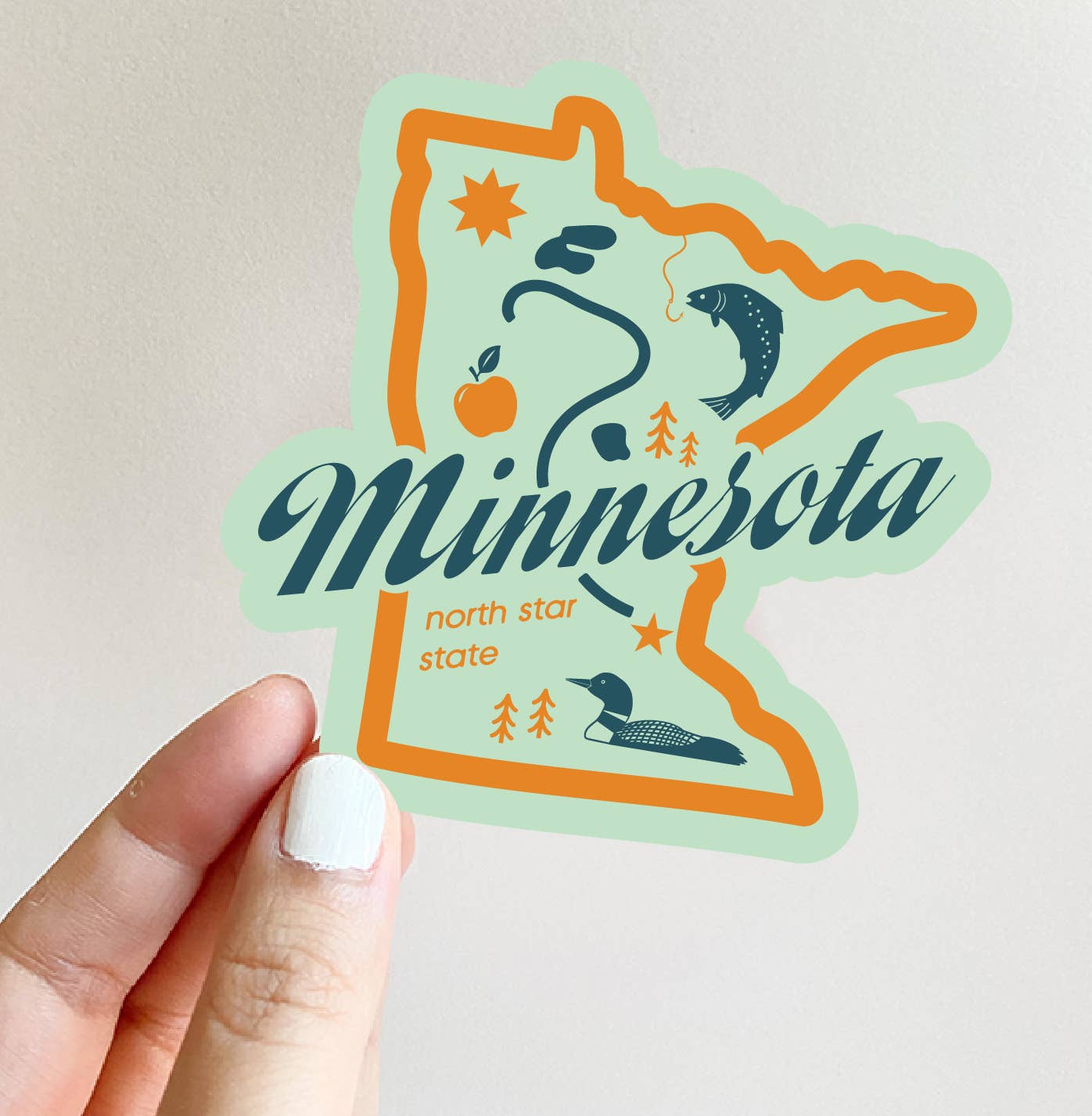 Minnesota Map Icons Souvenir Vinyl Sticker