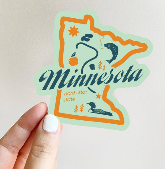 Minnesota Map Icons Souvenir Vinyl Sticker