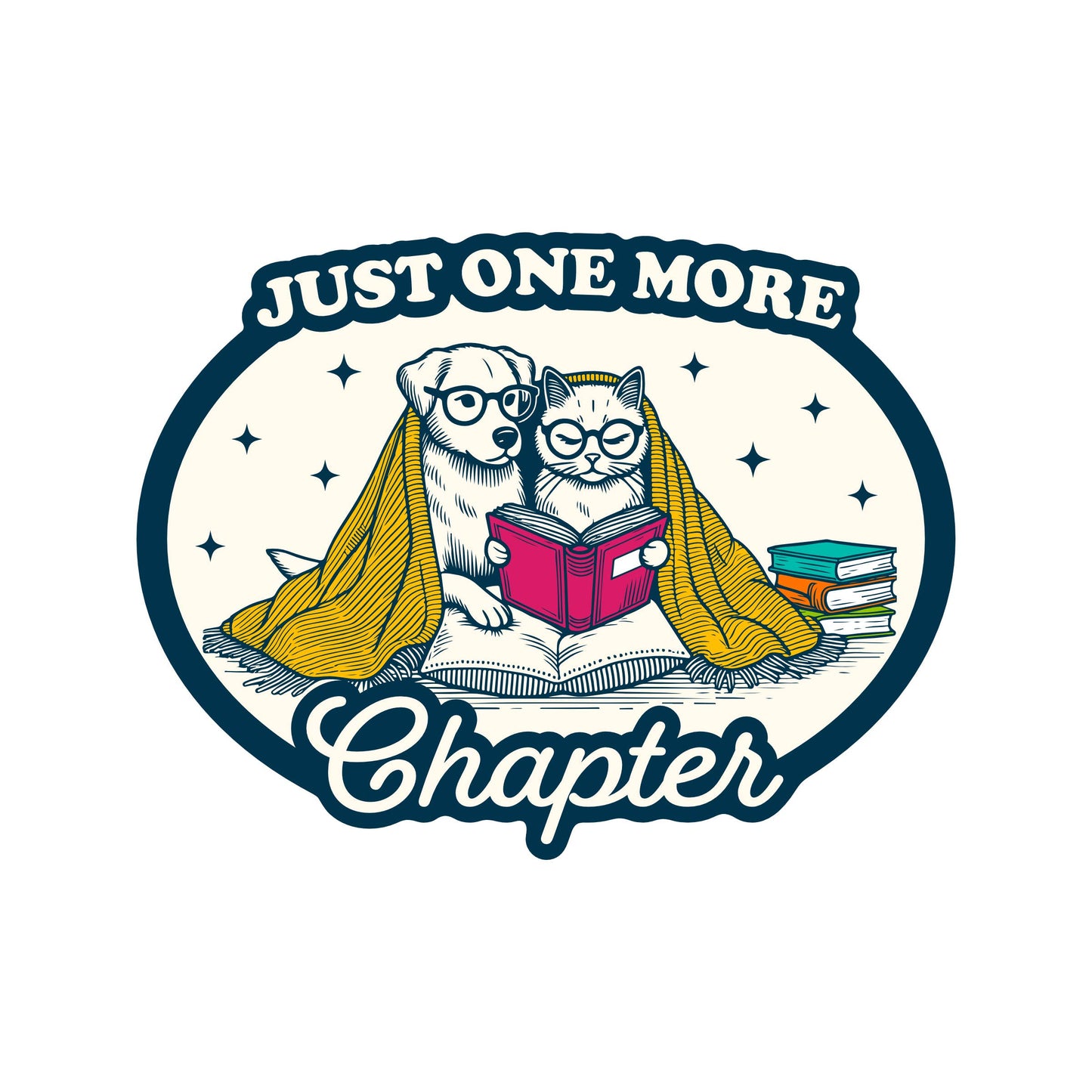 Adorable Dog Cat Book Read High Quality Vinyl Sticker