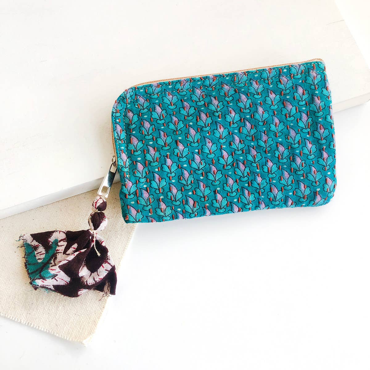 Kantha Tasseled Card Pouch