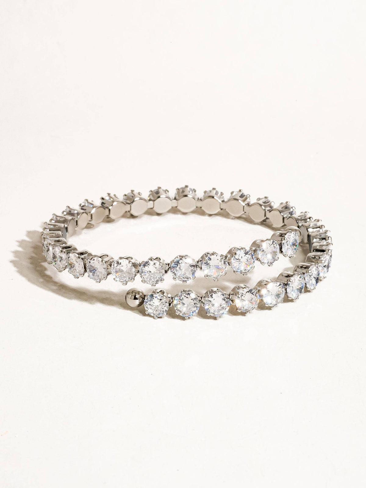 Maëlys 18K Gold Non-Tarnish CZ Glam Bracelet: Silver