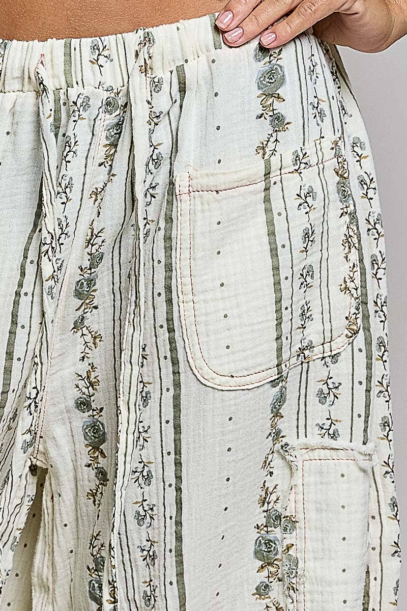 Double Gauze Lace Patch Woven Pants