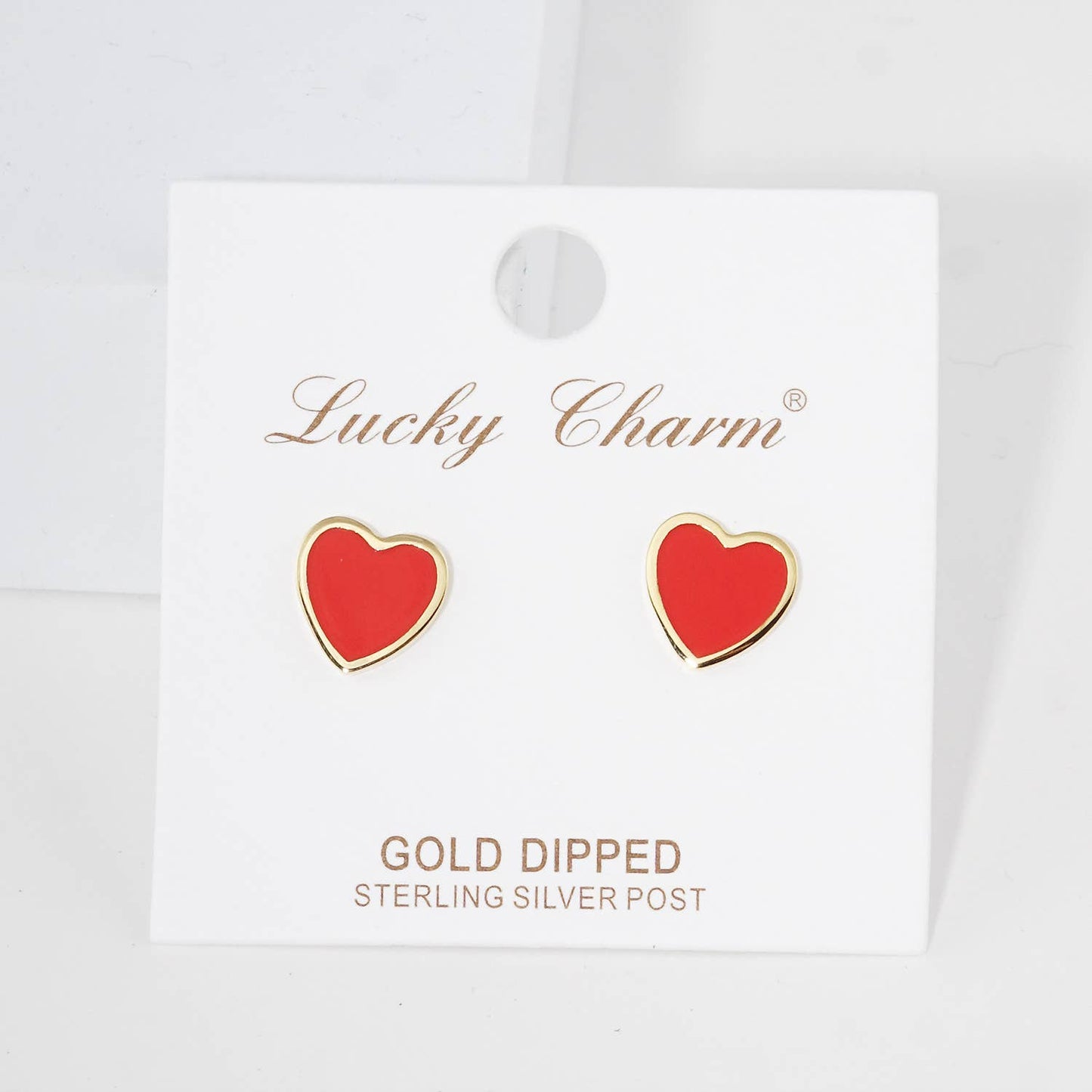 Gold Plated Epoxy Heart Post Earrings : Turquoise