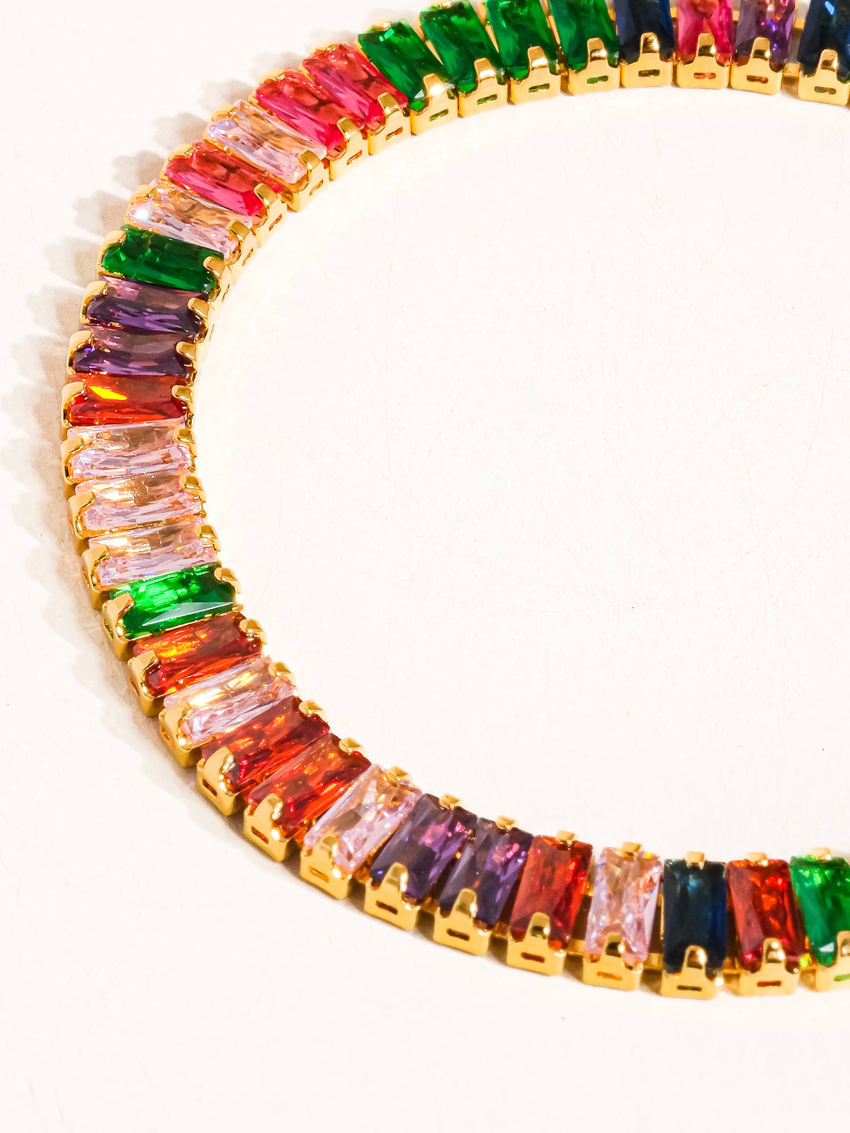 Hazel 18K Gold Multicolor CZ Chain Bracelet: Multi-Colored