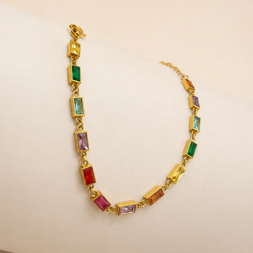 18K STAINLESS STEEL RAINBOW CRYSTAL BRACELET | 40B5265: MULTI