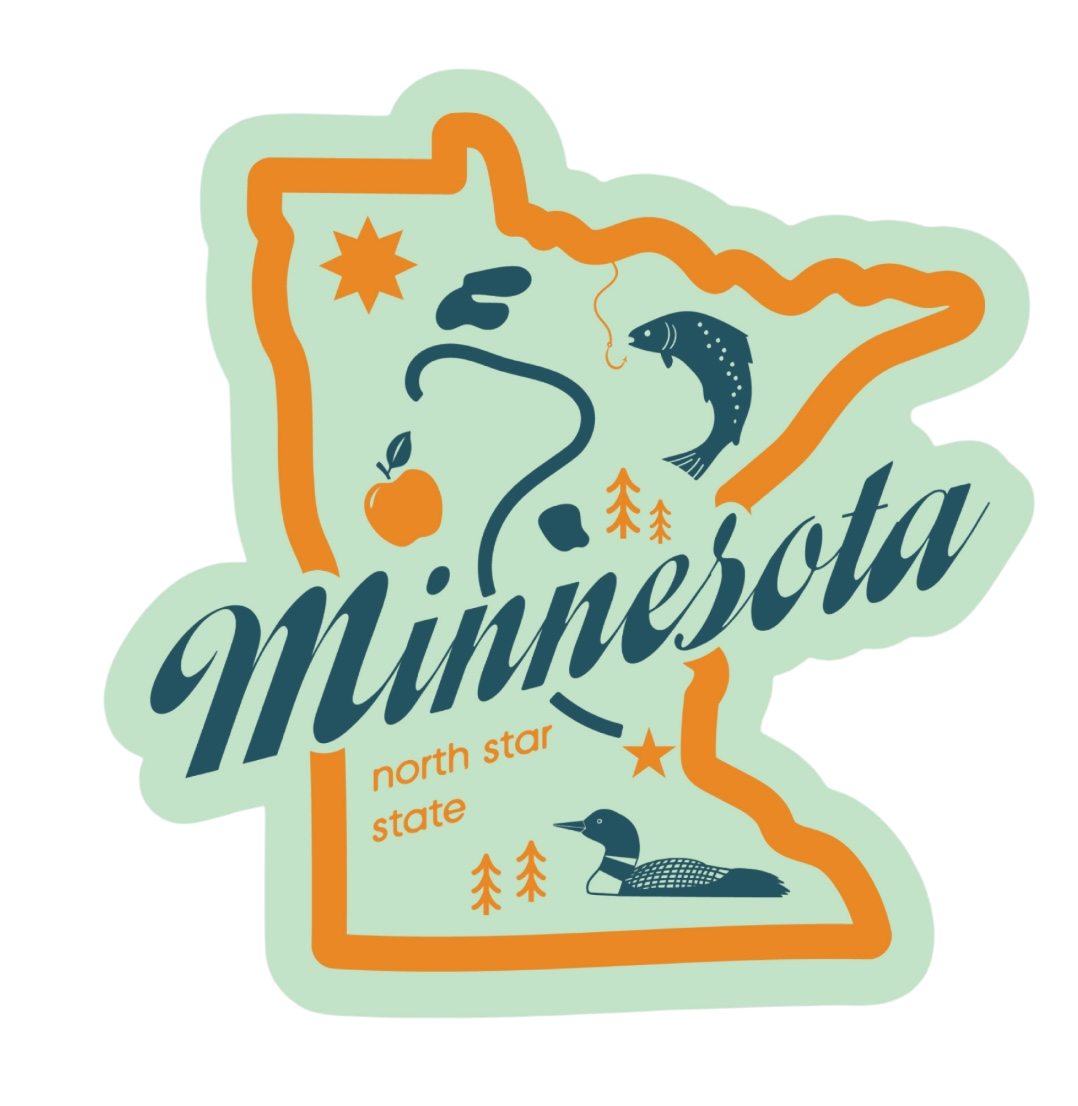 Minnesota Map Icons Souvenir Vinyl Sticker