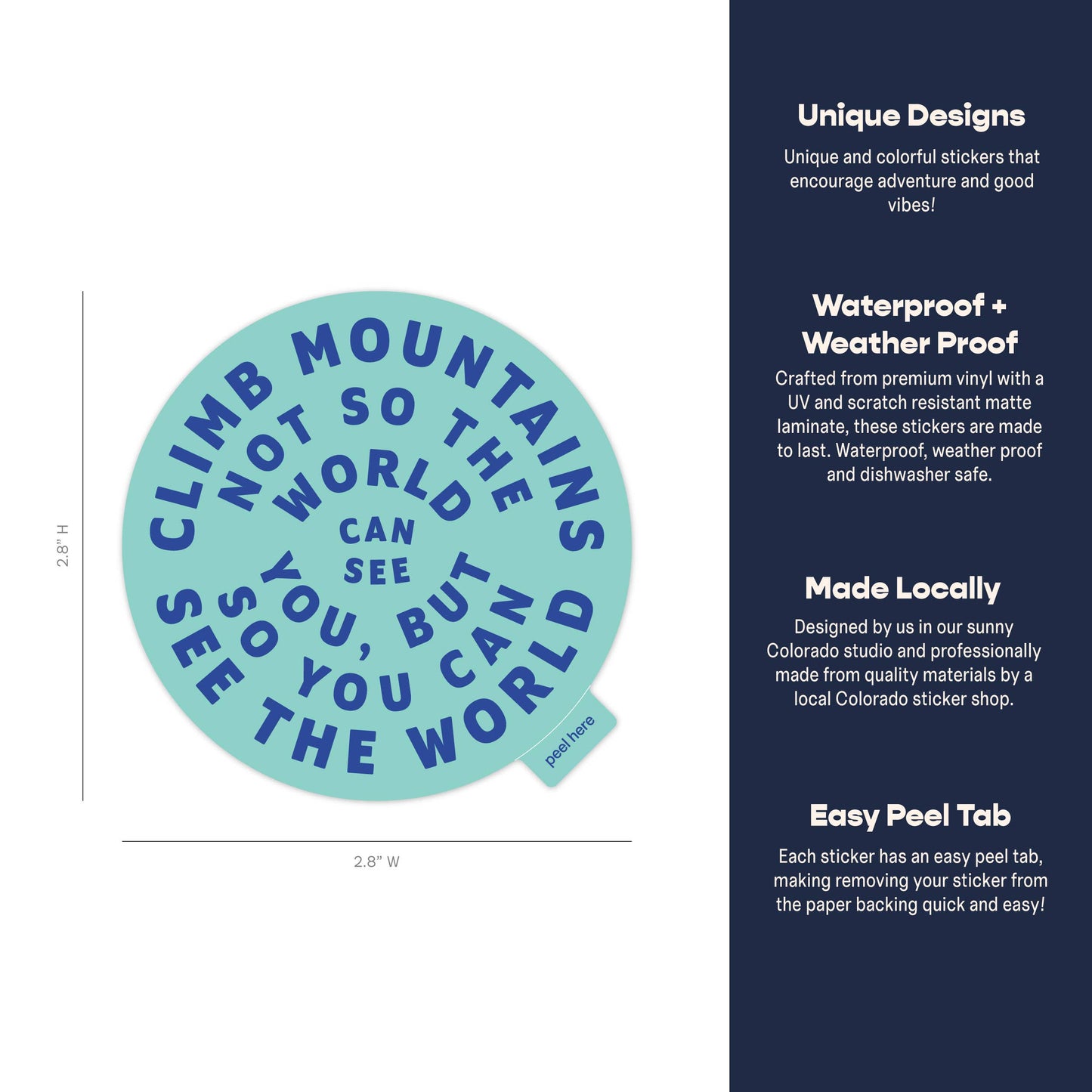 Climb Mountains Sticker | Vinyl Sticker | Turquoise: Sticker Only