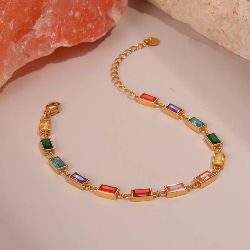 18K STAINLESS STEEL RAINBOW CRYSTAL BRACELET | 40B5265: MULTI