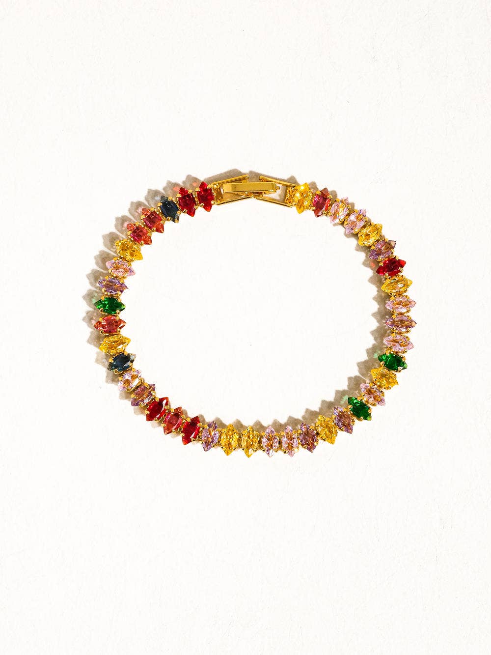 Starlight 18K Gold Multicolor Bold CZ Chain Bracelet: Multi-Colored