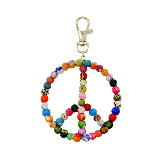Kantha Peace Symbol Keychain Bag Clip