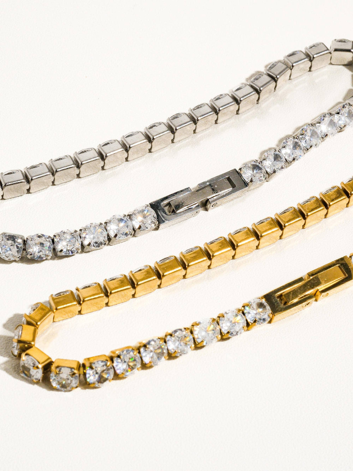 René Non-Tarnish Rhinestone Dressy Bracelet: Silver